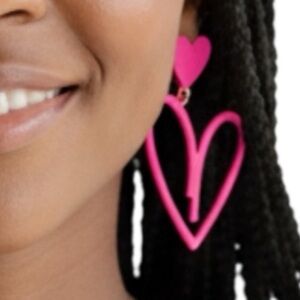 Hot Pink Hollow Heart Earrings Valentinecore Romantic Statement Jewelry